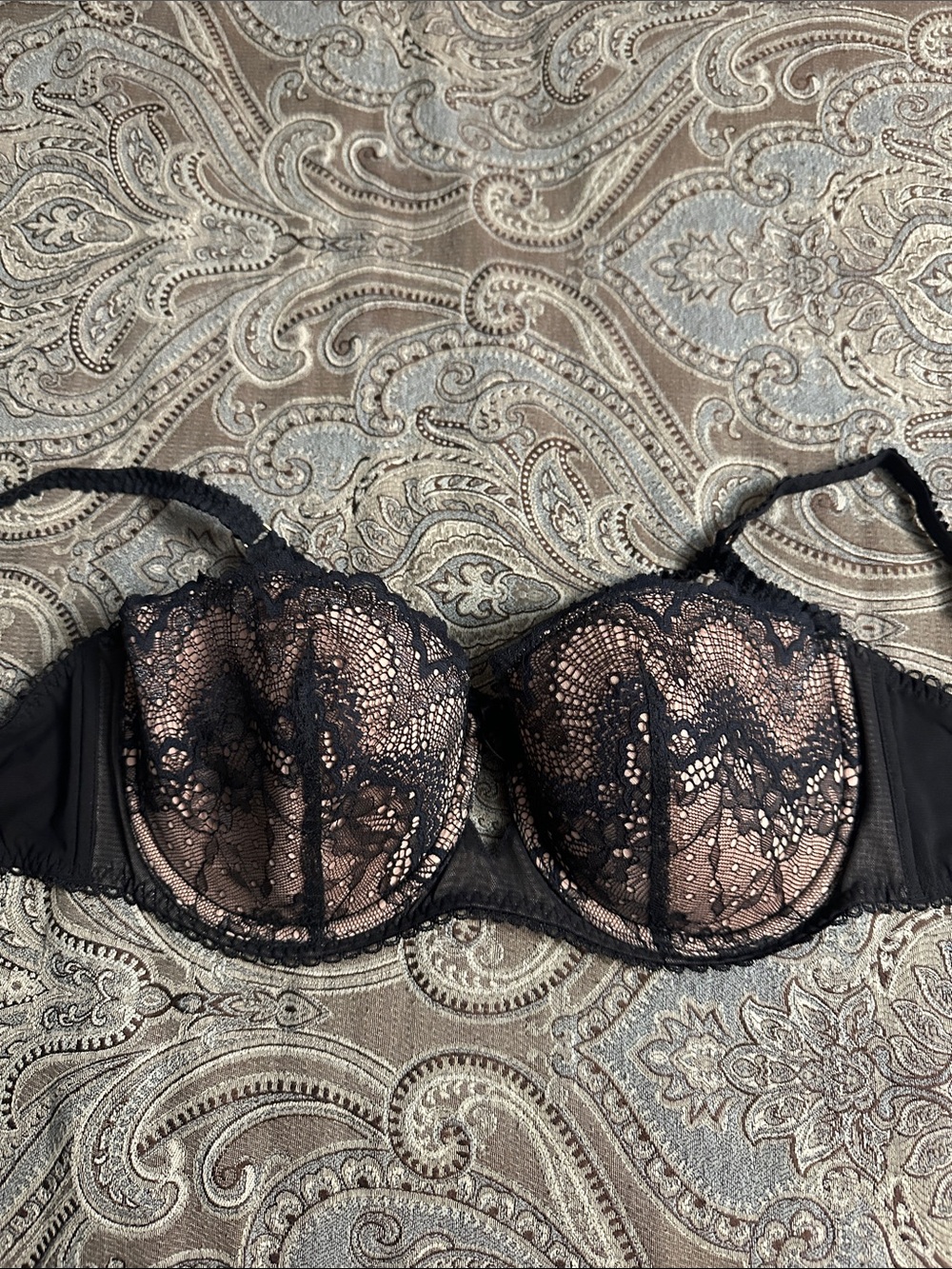 Adore Me Black Lace Bra with Nude Lining